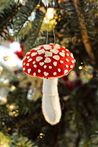 It's a modern-day tradition in many parts of Northern Europe and elsewhere in the world, to decorate the Christmas tree with ornaments of mushrooms